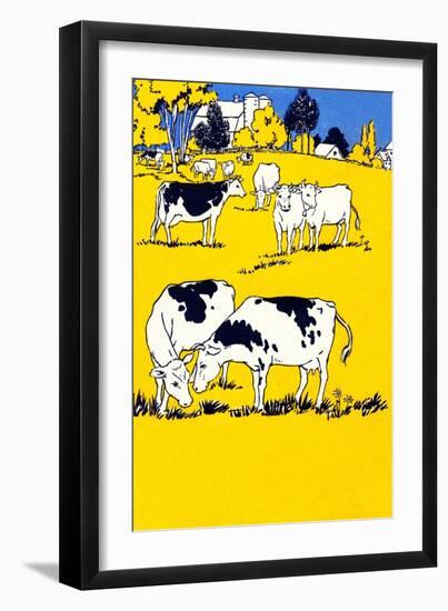 Cows in the Meadow-Margaret Hoopes-Framed Art Print