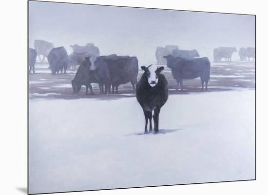 Cows in the Snow-Todd Telander-Mounted Art Print