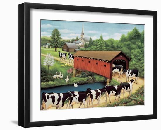 Cows in West Arlington-Lowell Herrero-Framed Art Print