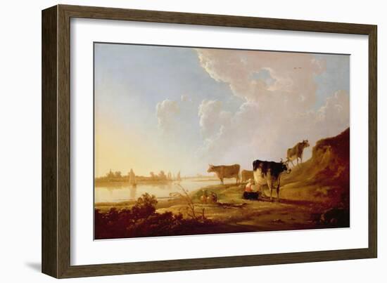 Cows Near a River-Aelbert Cuyp-Framed Giclee Print