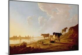 Cows Near a River-Aelbert Cuyp-Mounted Giclee Print