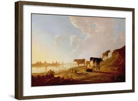 Cows Near a River-Aelbert Cuyp-Framed Giclee Print