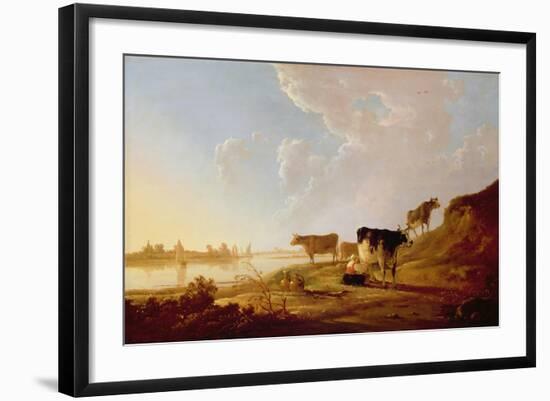 Cows Near a River-Aelbert Cuyp-Framed Giclee Print