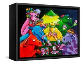 Cows Poker-Howie Green-Framed Stretched Canvas