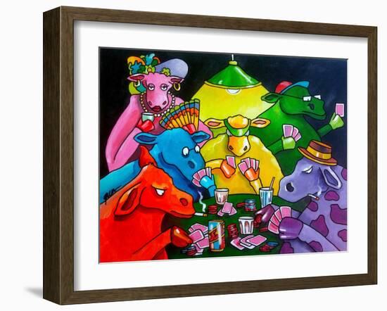 Cows Poker-Howie Green-Framed Giclee Print