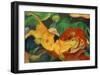 Cows, yellow, red green-Franz Marc-Framed Giclee Print