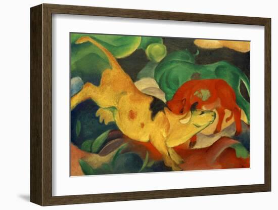 Cows, yellow, red green-Franz Marc-Framed Giclee Print