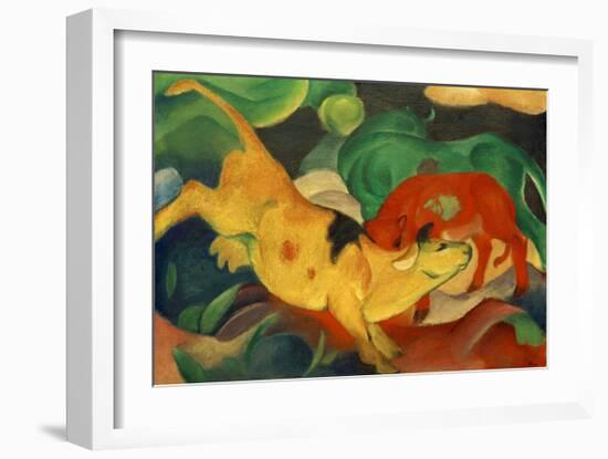 Cows, yellow, red green-Franz Marc-Framed Giclee Print