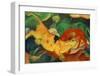 Cows, yellow, red green-Franz Marc-Framed Giclee Print