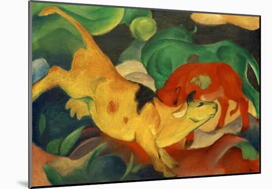 Cows, yellow, red green-Franz Marc-Mounted Giclee Print