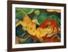 Cows, yellow, red green-Franz Marc-Framed Giclee Print