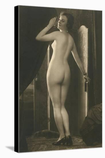Coy Nude at Wardrobe Door-null-Stretched Canvas