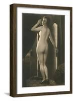 Coy Nude at Wardrobe Door-null-Framed Art Print