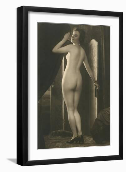 Coy Nude at Wardrobe Door-null-Framed Art Print