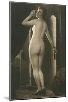 Coy Nude at Wardrobe Door-null-Mounted Art Print