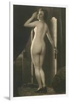 Coy Nude at Wardrobe Door-null-Framed Art Print