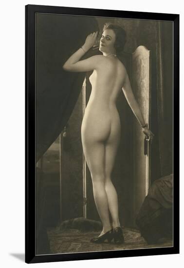 Coy Nude at Wardrobe Door-null-Framed Art Print