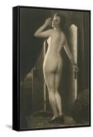 Coy Nude at Wardrobe Door-null-Framed Stretched Canvas