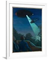 Coyne Helicopter Observes a UFO-Michael Buhler-Framed Art Print