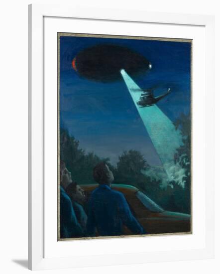 Coyne Helicopter Observes a UFO-Michael Buhler-Framed Art Print