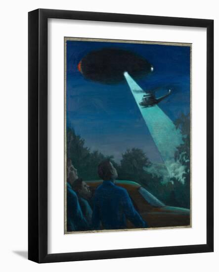 Coyne Helicopter Observes a UFO-Michael Buhler-Framed Art Print