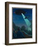 Coyne Helicopter Observes a UFO-Michael Buhler-Framed Art Print