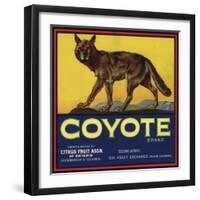 Coyote Brand - Upland, California - Citrus Crate Label-Lantern Press-Framed Art Print