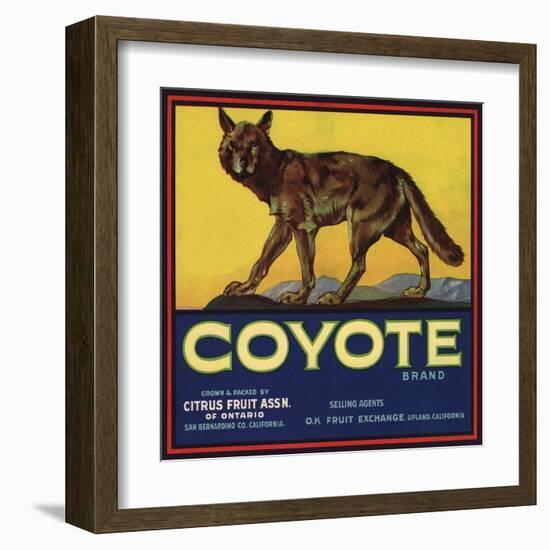 Coyote Brand - Upland, California - Citrus Crate Label-Lantern Press-Framed Art Print