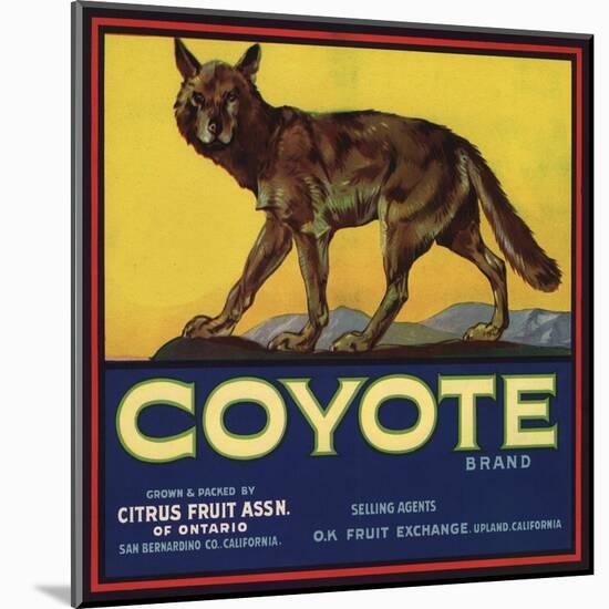 Coyote Brand - Upland, California - Citrus Crate Label-Lantern Press-Mounted Art Print