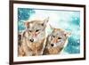 Coyote Pair & Blue Winter Sky-null-Framed Art Print