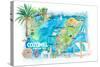 Cozumel Quintana Roo Mexico Illustrated Travel Map with Roads and Highlights-M. Bleichner-Stretched Canvas