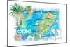 Cozumel Quintana Roo Mexico Illustrated Travel Map with Roads and Highlights-M. Bleichner-Mounted Art Print