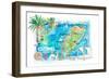Cozumel Quintana Roo Mexico Illustrated Travel Map with Roads and Highlights-M. Bleichner-Framed Premium Giclee Print