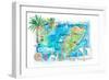 Cozumel Quintana Roo Mexico Illustrated Travel Map with Roads and Highlights-M. Bleichner-Framed Premium Giclee Print