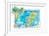 Cozumel Quintana Roo Mexico Illustrated Travel Map with Roads and Highlights-M. Bleichner-Framed Art Print