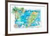 Cozumel Quintana Roo Mexico Illustrated Travel Map with Roads and Highlights-M. Bleichner-Framed Art Print