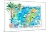 Cozumel Quintana Roo Mexico Illustrated Travel Map with Roads and Highlights-M. Bleichner-Mounted Art Print