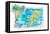 Cozumel Quintana Roo Mexico Illustrated Travel Map with Roads and Highlights-M. Bleichner-Framed Stretched Canvas