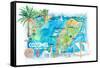 Cozumel Quintana Roo Mexico Illustrated Travel Map with Roads and Highlights-M. Bleichner-Framed Stretched Canvas
