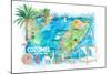 Cozumel Quintana Roo Mexico Illustrated Travel Map with Roads and Highlights-M. Bleichner-Mounted Art Print