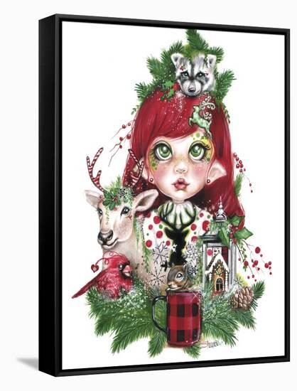 Cozy Christmas Claire - MunchkinZ Elf-Sheena Pike Art And Illustration-Framed Stretched Canvas