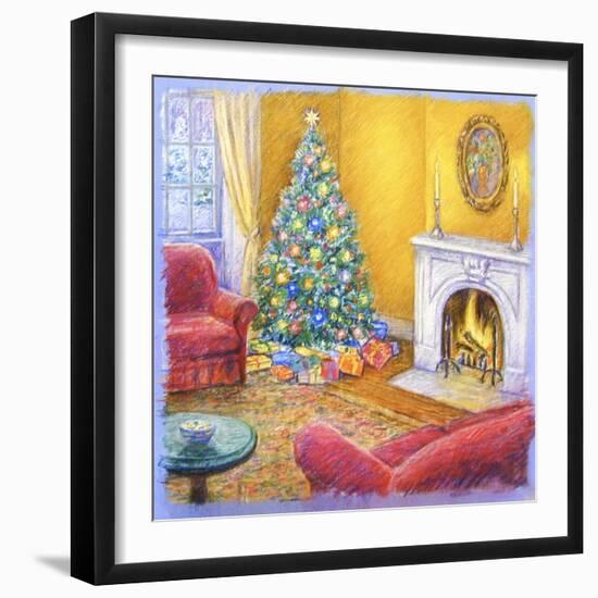 Cozy Christmas Fire-Edgar Jerins-Framed Giclee Print