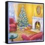 Cozy Christmas Fire-Edgar Jerins-Framed Stretched Canvas