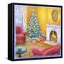 Cozy Christmas Fire-Edgar Jerins-Framed Stretched Canvas