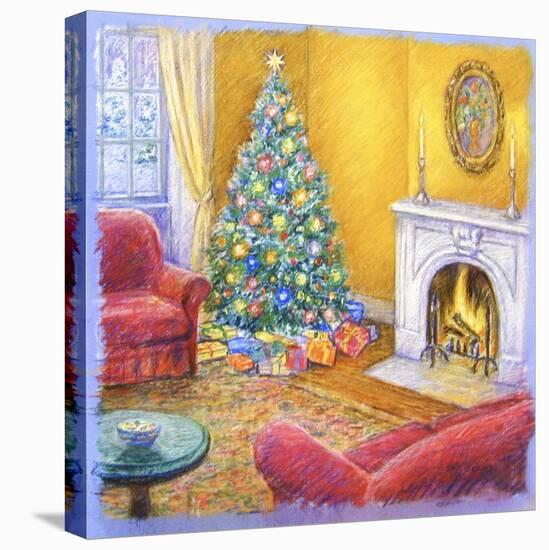 Cozy Christmas Fire-Edgar Jerins-Stretched Canvas