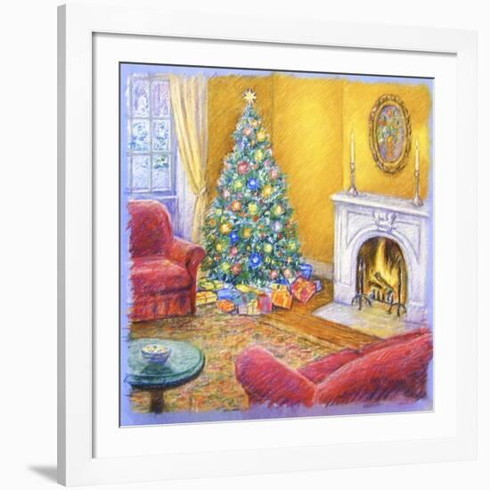 Cozy Christmas Fire-Edgar Jerins-Framed Giclee Print