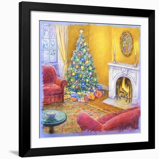 Cozy Christmas Fire-Edgar Jerins-Framed Giclee Print