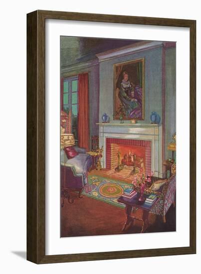 Cozy Hearth Scene-null-Framed Art Print