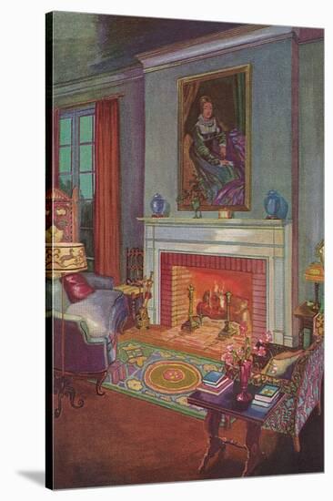 Cozy Hearth Scene-null-Stretched Canvas