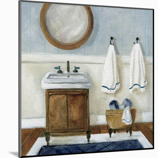 Cozy Navy Bath I-Carol Robinson-Mounted Art Print